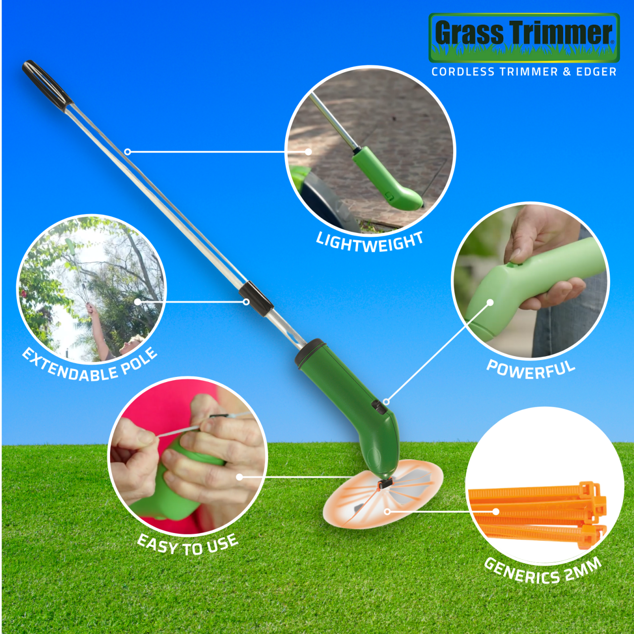 CORTADORA DE CÉSPED, CORTABORDES Y DESBROZADORA